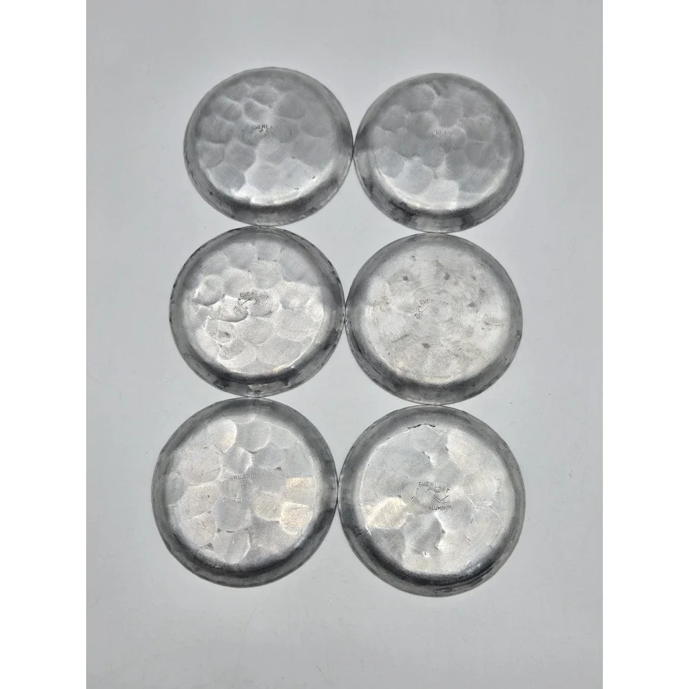 Everlast Forged Aluminum Bamboo Coasters Set of 6 Vintage 3.25